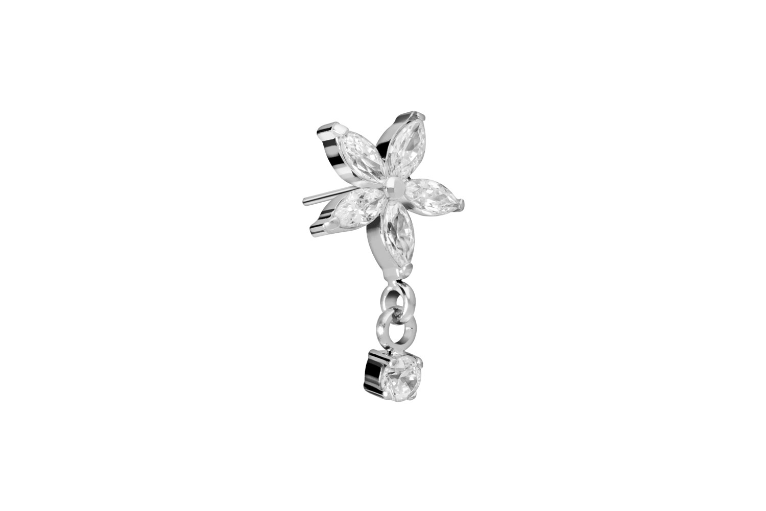 Titan Aufsatz mit Push Pin KRISTALLBLUME + KRISTALL von Piercingline
